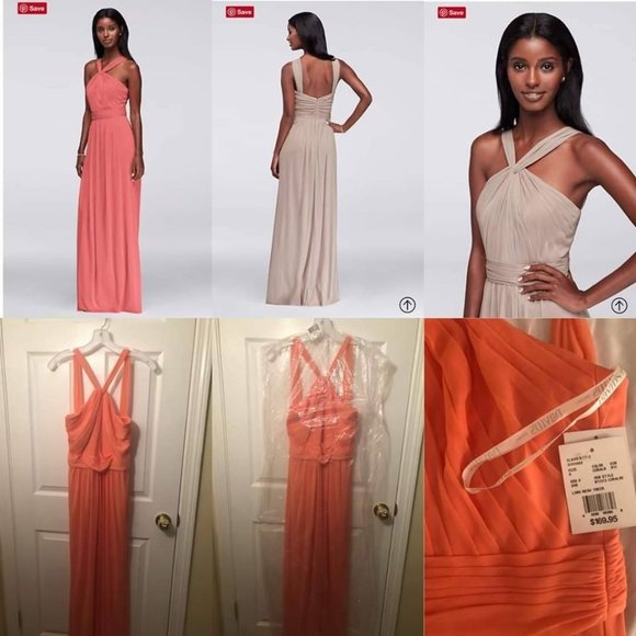David's Bridal Dresses & Skirts - David’s Bridal Long Mesh Y-Neck Dress